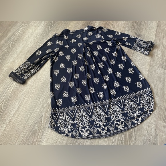 Sew in Love Medium Half Sleeve Navy Blue Flowy Women’s Dress - Picture 3 of 5